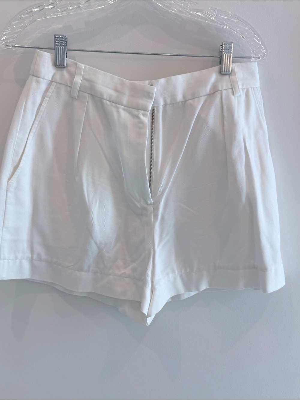 Tibi White High-Rise Tailored Shorts